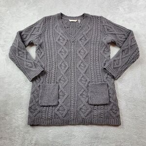 Soft Surroundings Sweater Womens Small‎ Gray Cable Knit Wool Cashmere Alpaca